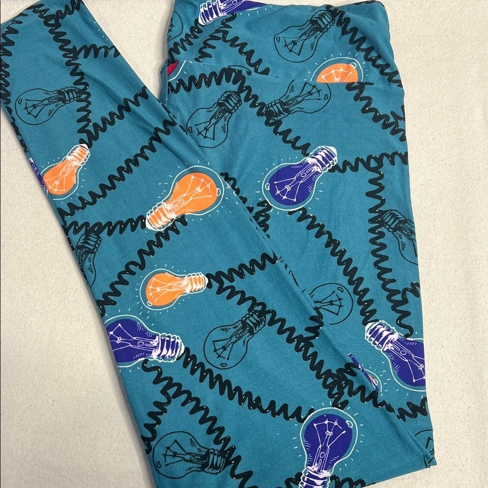 LuLaRoe Tall & Curvy Light Bulb Print Leggings – Teal & Multicolor TC